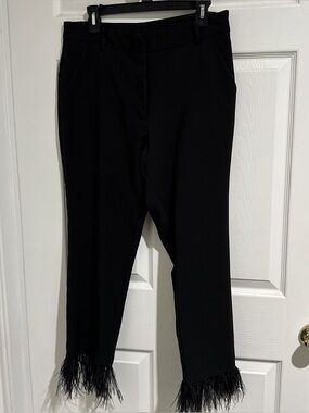 Gibson Latimer Black Straight-Leg Pants with Feather Hem